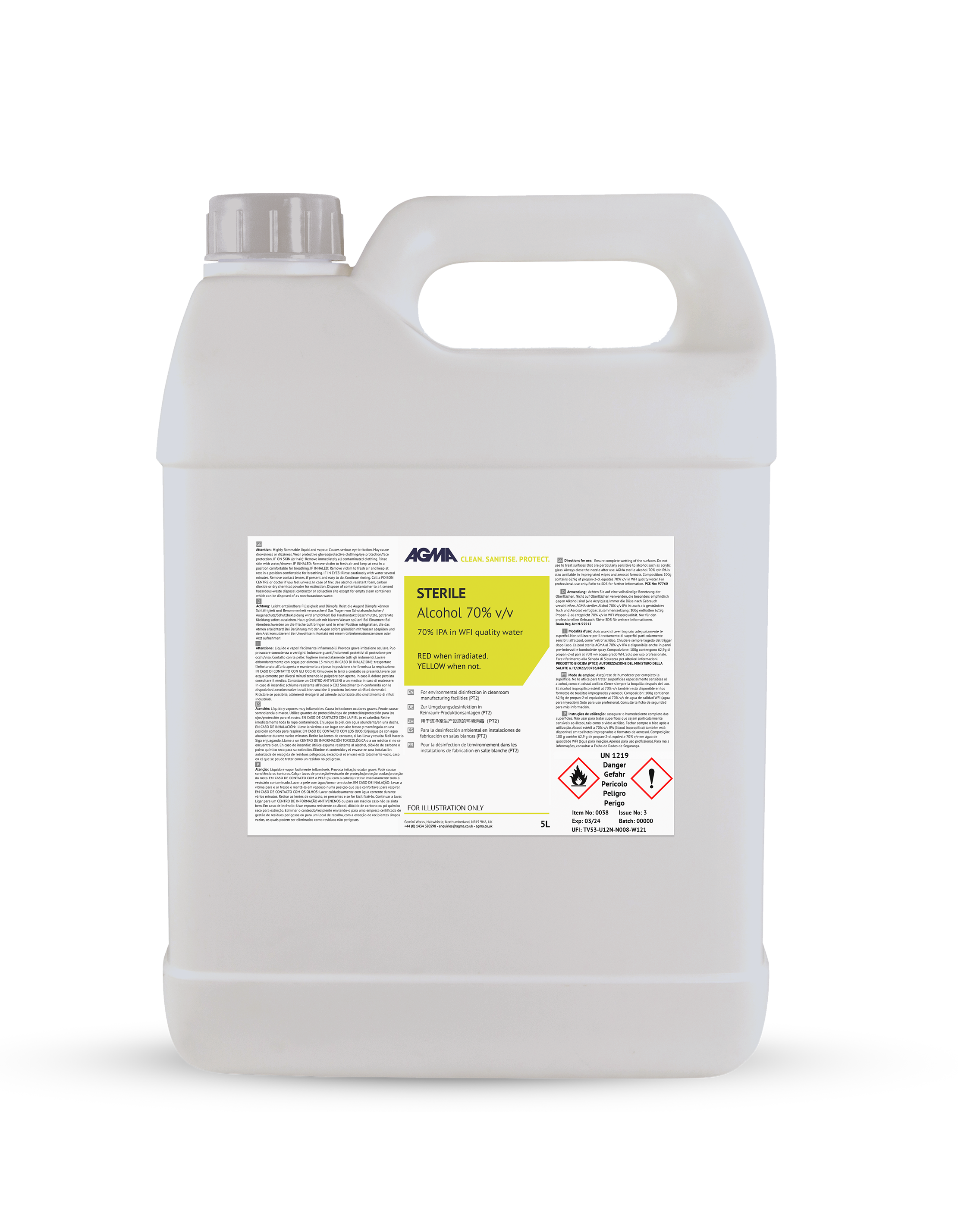 Imagen de portada | AGMA IPA estéril al 70 % en WFI, 2 x 5 l - 0038