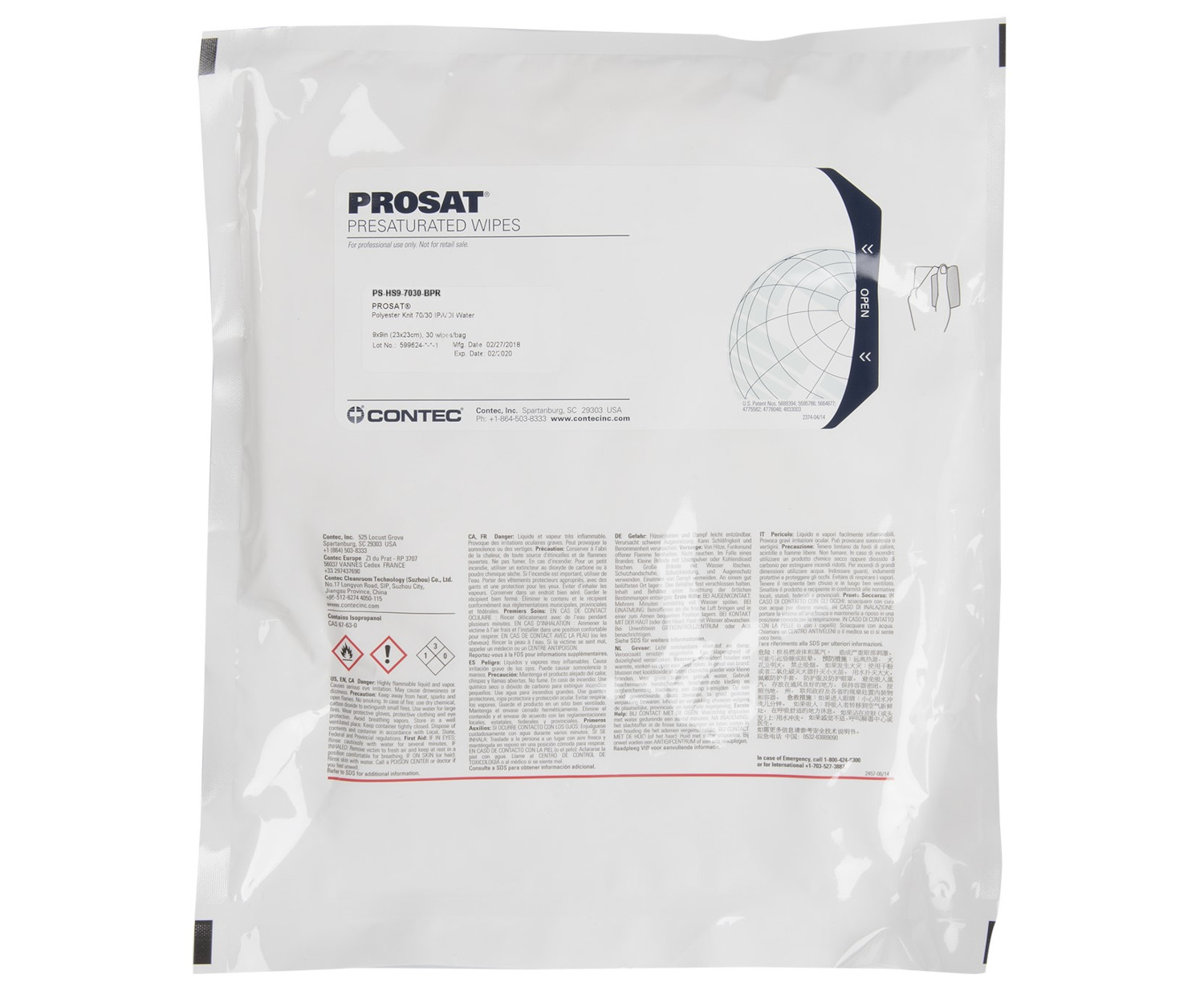 Cleanroom wipe PROSAT PS-HS9-7030-BPR