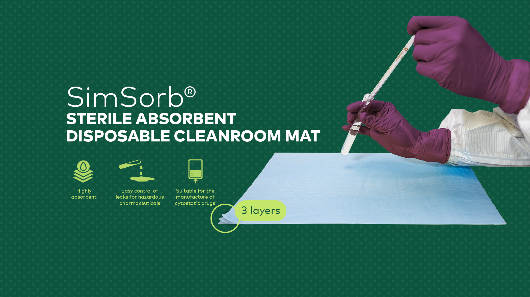 SimSorb | Alfombrilla absorbente estéril para la preparación de salas blancas | EN | Banner